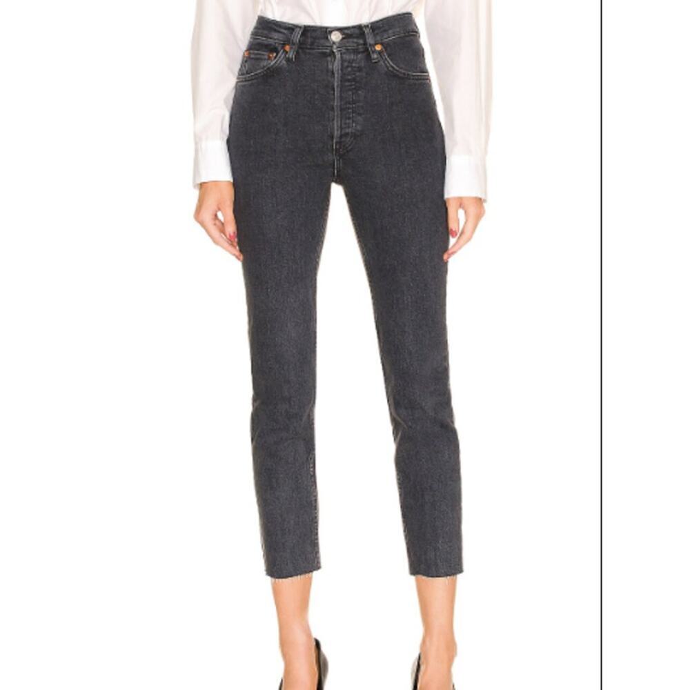 Re/Done Originals 90s High RIse Ankle Crop Stoned Noir Black Jeans Sz. 29